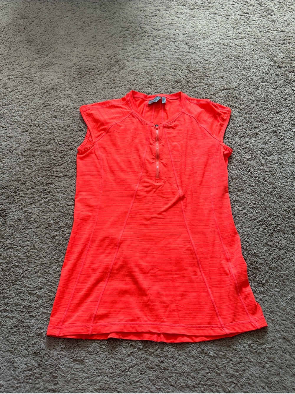 Athleta Bright Coral Orange Pacifica UPF Tank Top 1/4 Zipper Size M - Picture 3 of 7